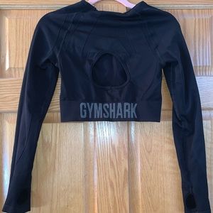 Gymshark long sleeve crop workout shirt. Black. Size medium.